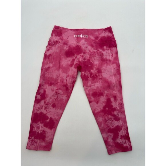 Bebe Sport Women Pink Leggings M stretchy . - Picture 2 of 10